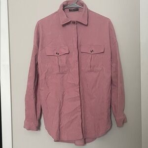 SHEIN Pink Lightweight Shirt Jacket